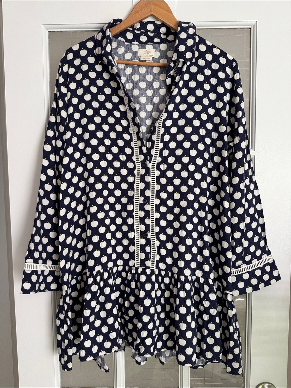 kate spade Navy and White Apple-Print Mini Dress